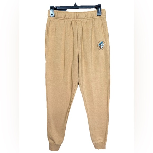 Buc-ees Beaver Sweatpants Womens Small Light Brown Tan Jogger Gym Pants Comfort - Picture 1 of 9
